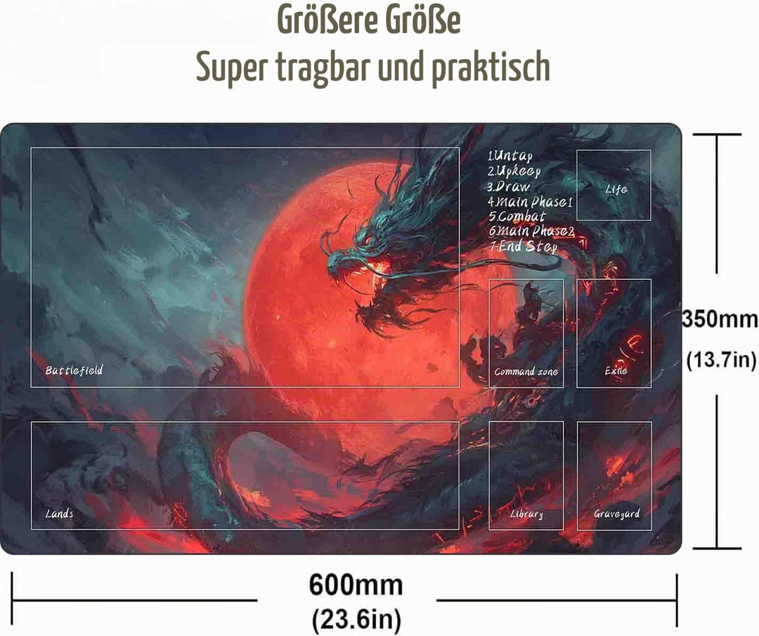 TCG MTG Spielmatte 24 × 14 - Premium-Spielmatte mit genähtem Rand mit glatter Stoffoberfläche und ru