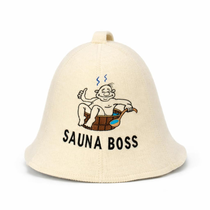 Natural Textile Saunahut 'Sauna Boss Bucket' White - 100% organische Wollfilzmützen - Schützen Sie I