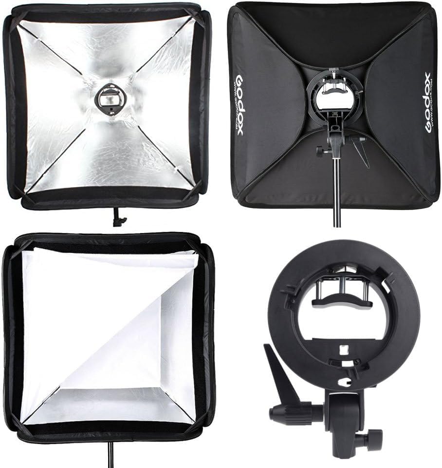 Godox Softbox 80 x 80 cm Kit mit S-Typ Speedlite Halterung und Tragetasche, Faltbare Godox Softbox 8