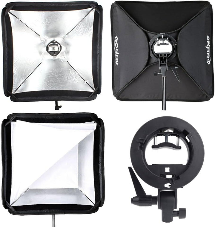 Godox Softbox 80 x 80 cm Kit mit S-Typ Speedlite Halterung und Tragetasche, Faltbare Godox Softbox 8