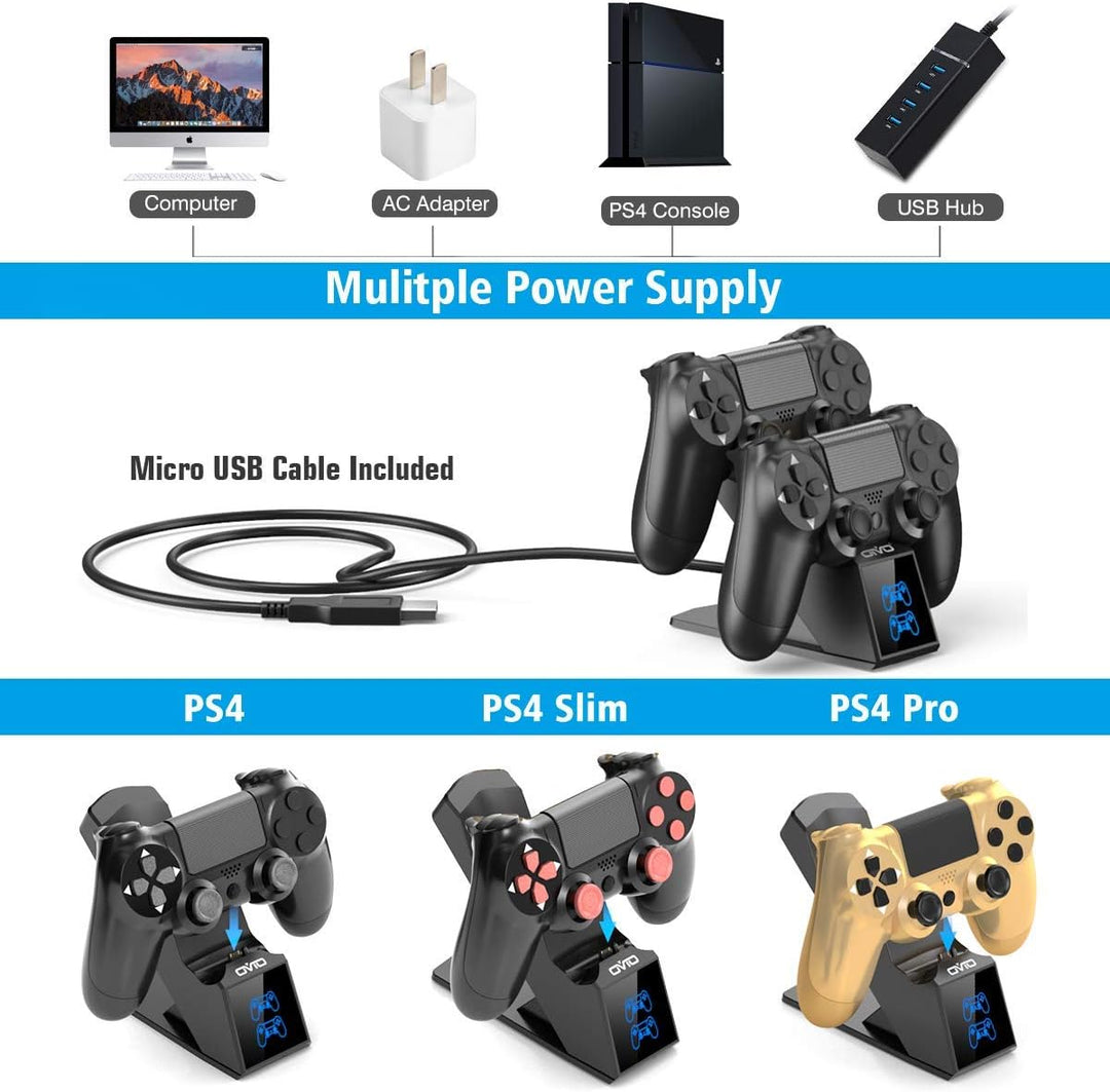 OIVO PS4 Controller Ladestation, Controller Ladestation Charger mit 1,8-Stunden-Ladechip, PS4 Ladege