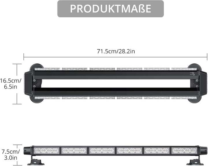 Justech 54LEDs Rundumleuchte 27 Modi Blitzleuchte Schraube Starker Magnet Amber Gelb Decke Licht War