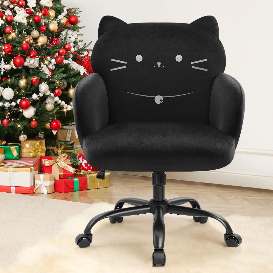 IWMH Bürostuhl,Ergonomisch Homeoffice Stuhl mit breiter Sitzfläche,Schreibtischstuhl mit Katzenmotiv