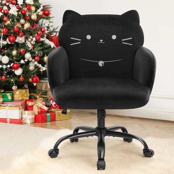 IWMH Bürostuhl,Ergonomisch Homeoffice Stuhl mit breiter Sitzfläche,Schreibtischstuhl mit Katzenmotiv