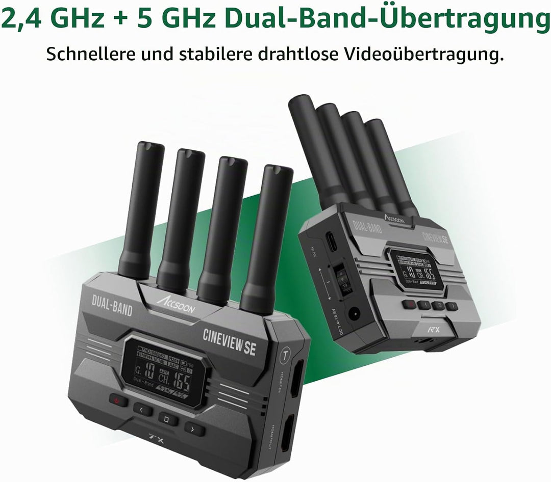 Accsoon CineView SE Wireless Sender nur SDI &amp; HDMI Dualband-Technologie 2.4GHz 5GHz 1200ft/50ms HD K