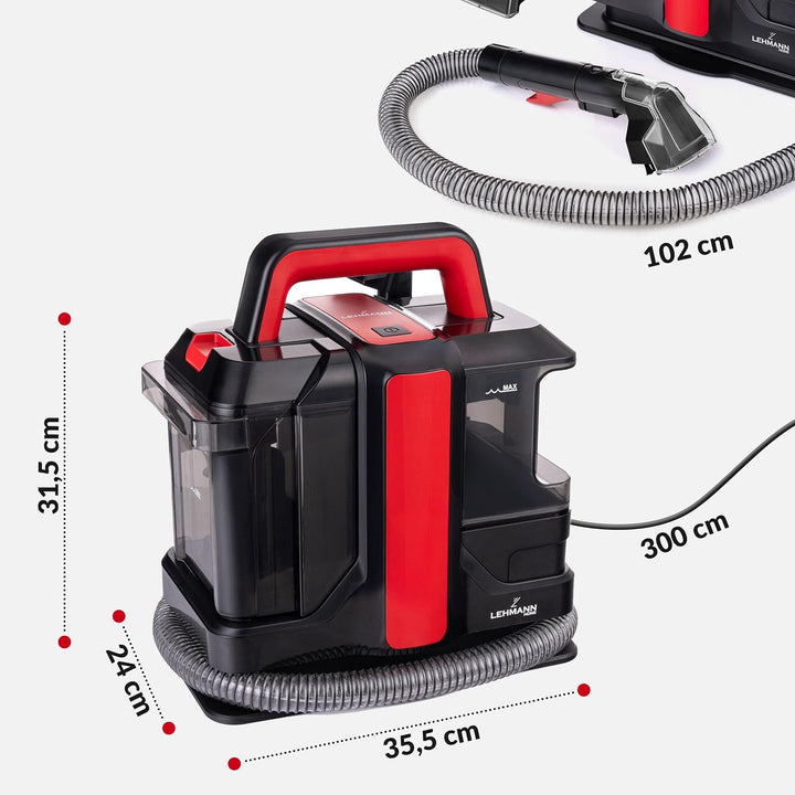 LEHMANN EasyWash Teppichreiniger & Polsterreiniger 2-in-1 Spot Clean Waschsauger, Nass-/Trockensauge