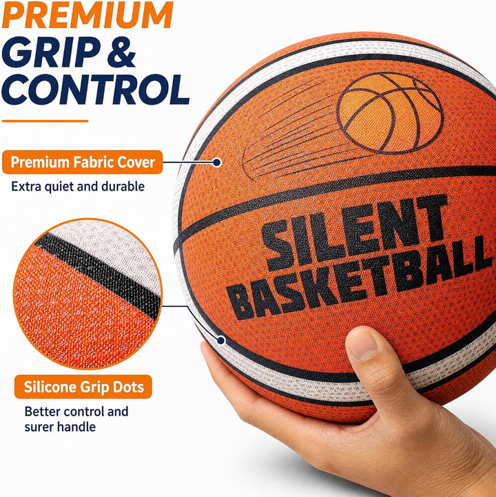 Grösse 7 Silent-Basketball mit Stoffbezug – Rutschfester PU-Schaum, hohe Sprungkraft &amp; realistisches