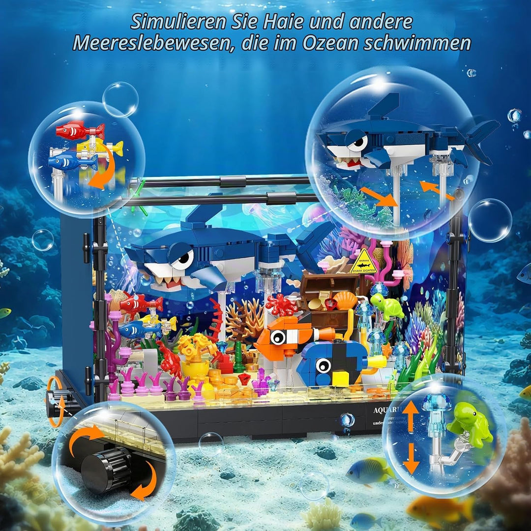 HOGOKIDS Technik Hai Aquarium Bauspielzeug mit Licht für Jungen ab 8 Jahren