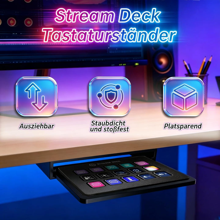 Einziehbarer Unter-Tisch Halter für Elgato Stream Deck MK.2– platzsparend