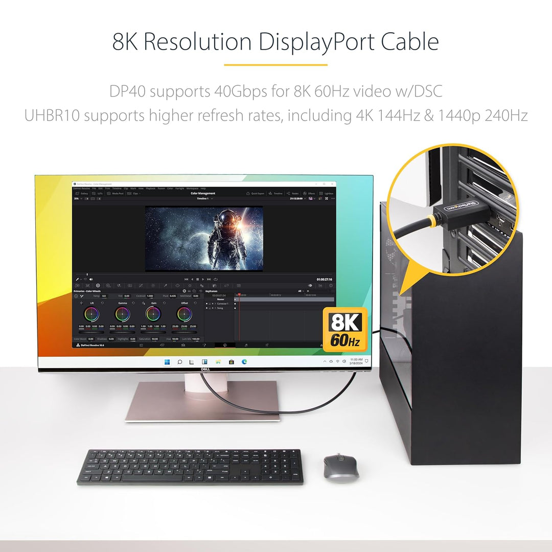 StarTech.com 1m DisplayPort 2.1 Kabel, VESA zertifiziert DP40 DisplayPort Kabel mit UHBR10/HDR/HDCP