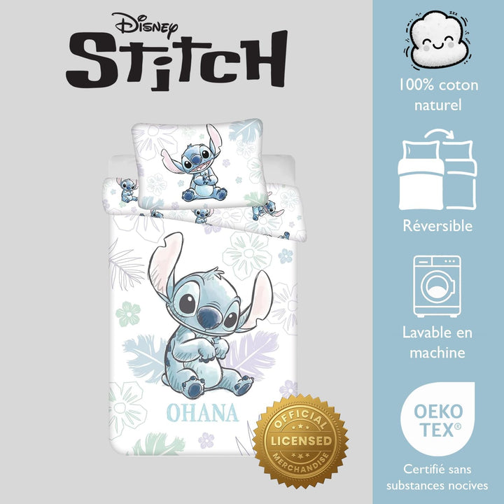 Jerry Fabrics Stitch Ohana Wendebettwäsche 100x135 cm mit Kissenbezug 100% Baumwolle