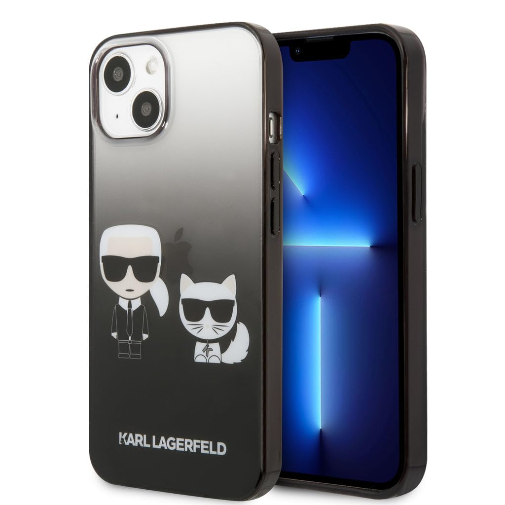 KARL LAGERFELD Gradient Ikonik Karl & Choupette – iPhone 14 Plus Hülle (Schwarz)