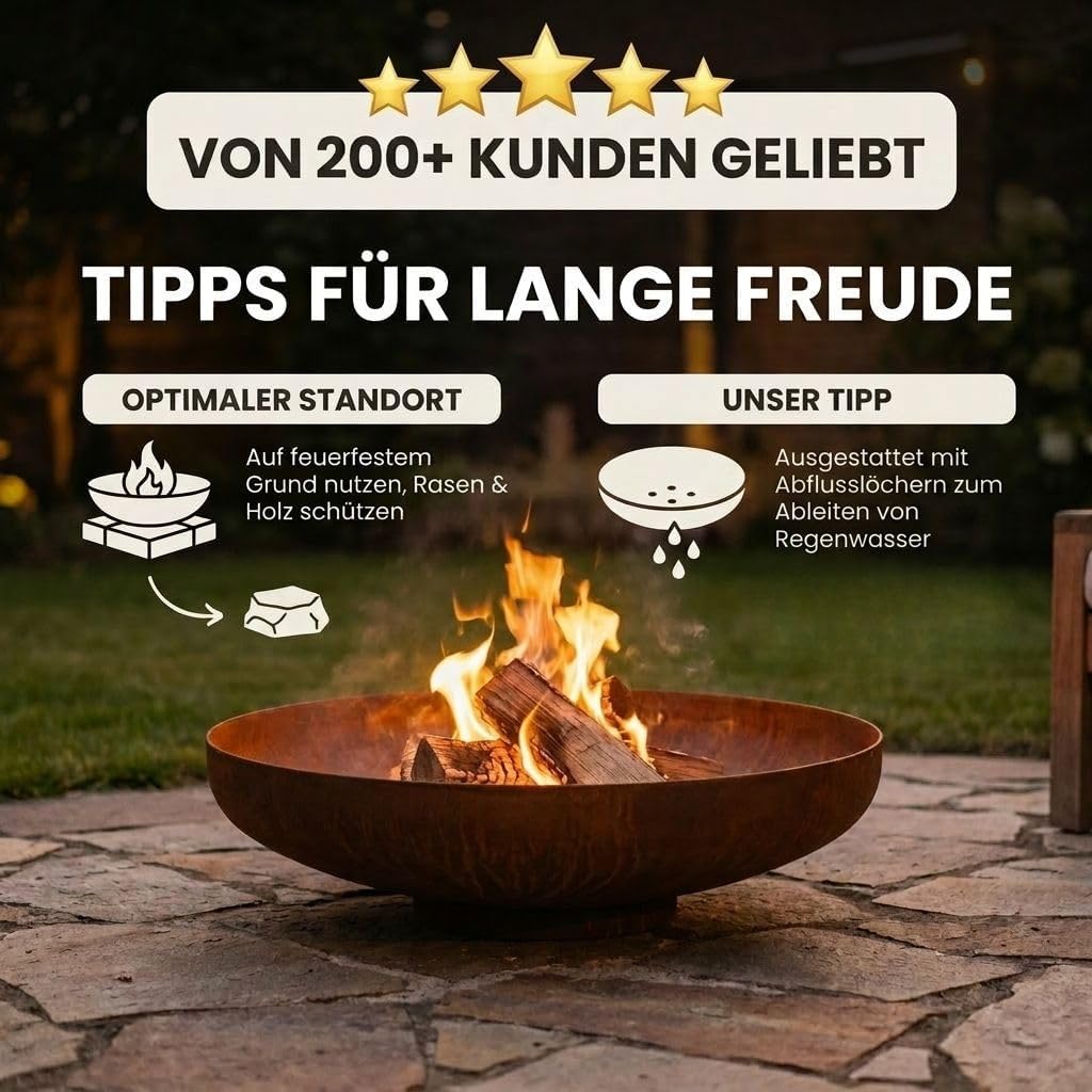 BonFeu BonBowl Feuerschale 60cm - Feuerschalen für den Garten - Feuerstelle Outdoor - Feuerschale mi