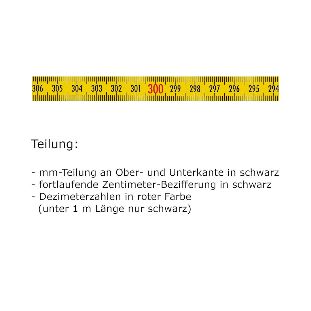 Skalenbandmass - Stahl, gelb mit Polyamidbeschichtung mit Selbstklebefolie - Bezifferung von rechts