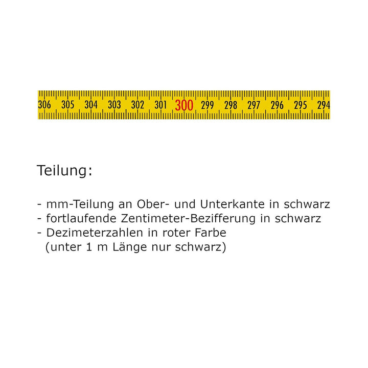 Skalenbandmass - Stahl, gelb mit Polyamidbeschichtung mit Selbstklebefolie - Bezifferung von rechts