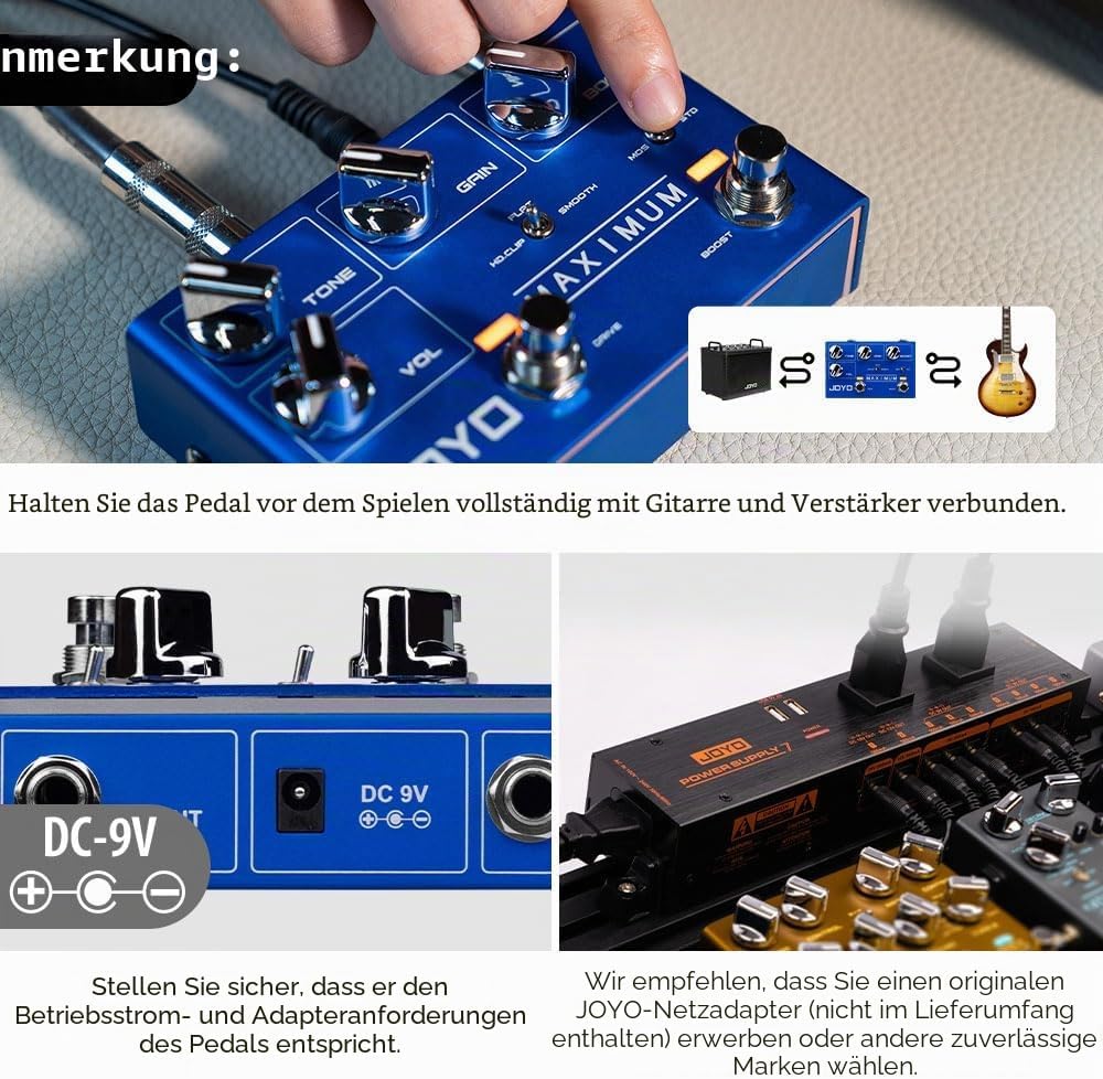JOYO Overdrive Pedals R-Serie Zweikanal-Pedal, sauberer und wilder Overdrive-Effekt für E-Gitarre (m
