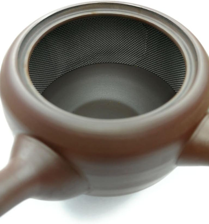 Kyusu Japanische Teekanne aus Keramik 270 ml, Keramik Kyusu mit Seitengriff und Edelstahl Teesieb, E