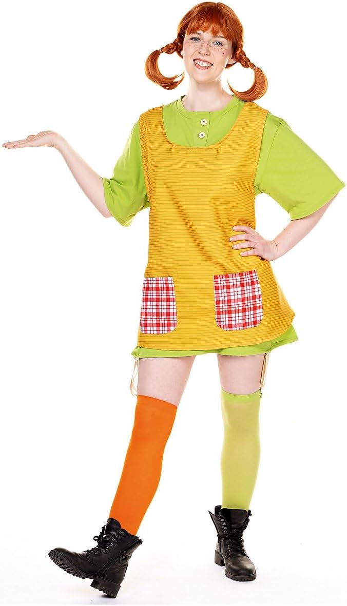 Maskworld Pippi Langstrumpf - Original Filmkostüm für Erwachsene 4teilig - gelb/grün (Small) Kostüm