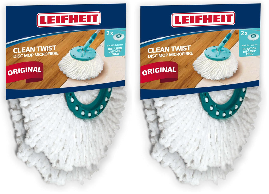 Leifheit Original Ersatzkopf Disc Mop, mit saugfähiger Microfaser, mit hoher Wasser- und Schmutzaufn