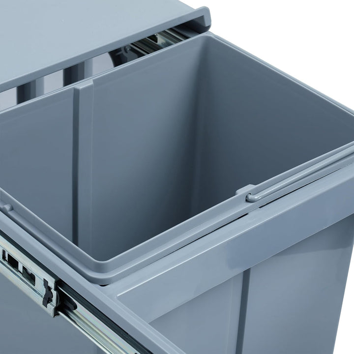 Relaxdays Einbaumülleimer Küche, Auszug, Duo je 15 l, Müllsystem Unterschrank, Kunststoff, HBT 35,1
