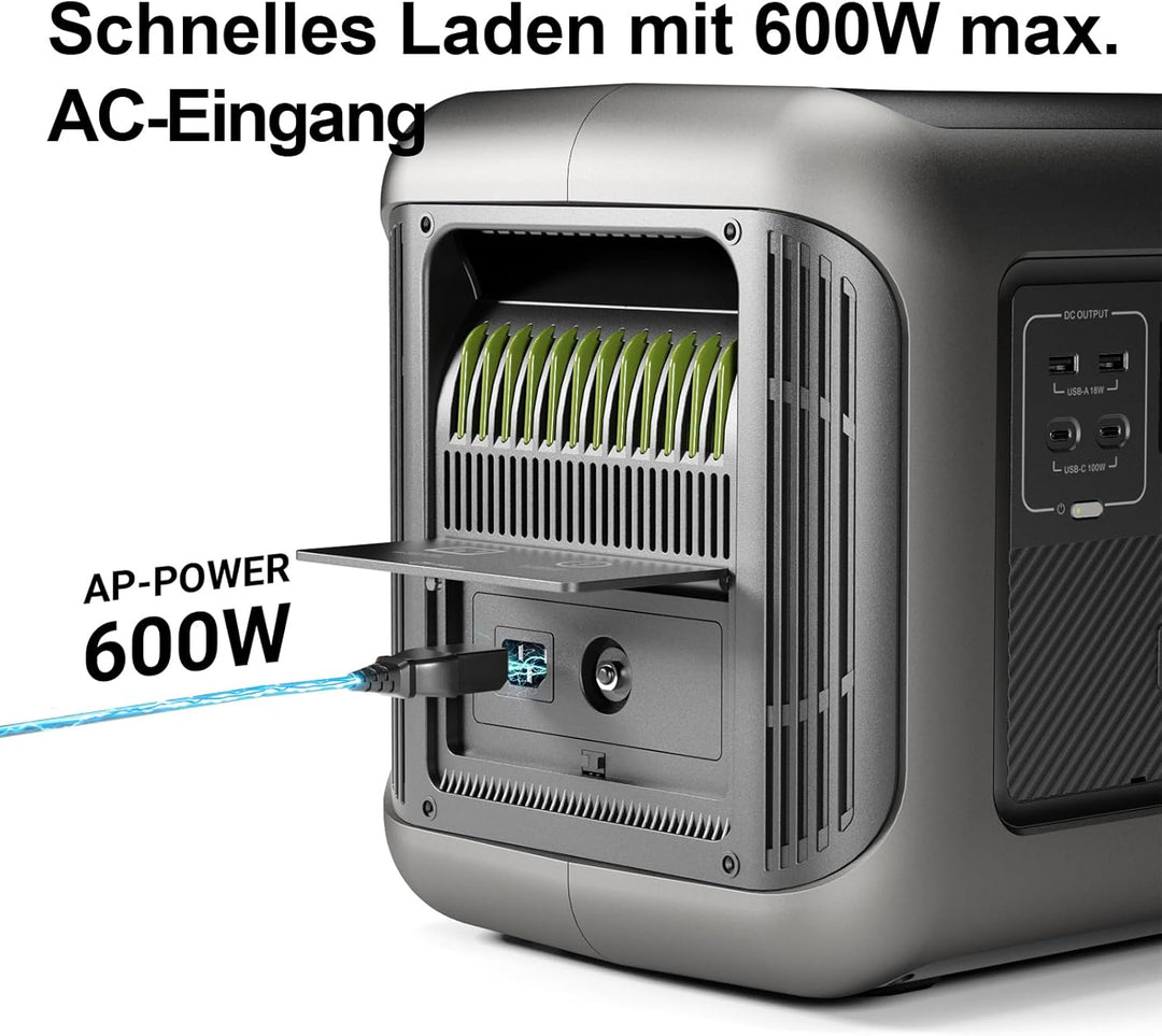 ALLPOWERS Zusatzbatterie B1000 für R1500 / R2500 Tragbares Powerstation, Solargenerator 1152Wh LiFeP