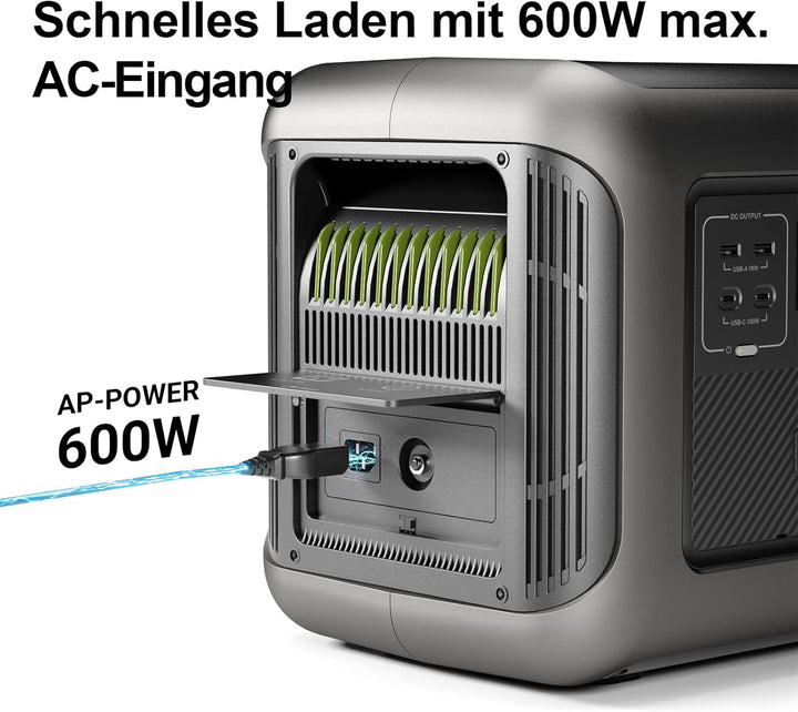 ALLPOWERS Zusatzbatterie B1000 für R1500 / R2500 Tragbares Powerstation, Solargenerator 1152Wh LiFeP