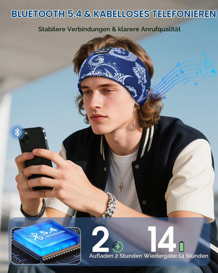 MUSICOZY Schlafkopfhörer Bluetooth 5.4, Bequem &amp; Ultraleicht Stirnband kopfhörer zum Schlafen mit Hi