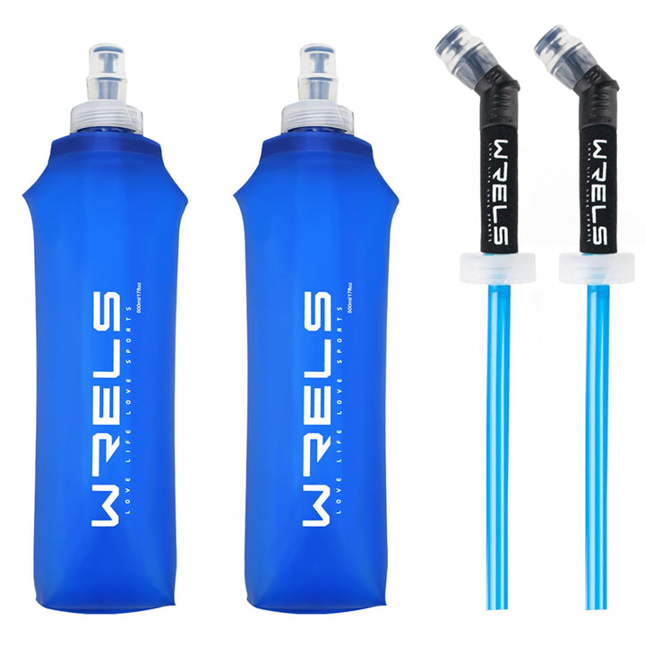 WRELS TPU Faltbare Trinkflasche,BPA-Frei Soft Flask,Flexible,Leichte Sportflasche,Trinkflasche Laufw