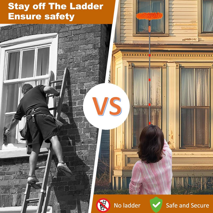 6 m + Reichweite, Fensterreiniger, Staubwedel, 2-in-1, drehbares Fensterreinigungswerkzeug-Set mit 9