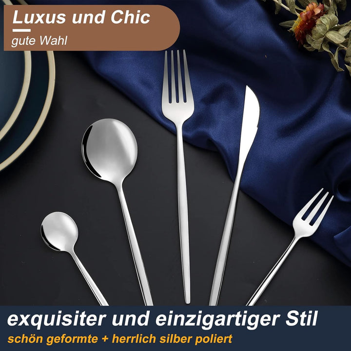 Bestdin Besteck Set 6 Personen, 30 teilig Edelstahl Besteckset, Essbesteck Set mit Messer Gabel Löff