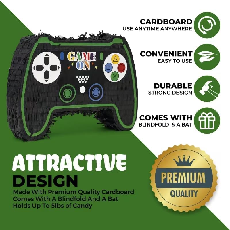 Game Controller Pinatas Bundle mit Augenbinde und Schläger (42 x 32 x 10 cm), perfekt für Kindergebu