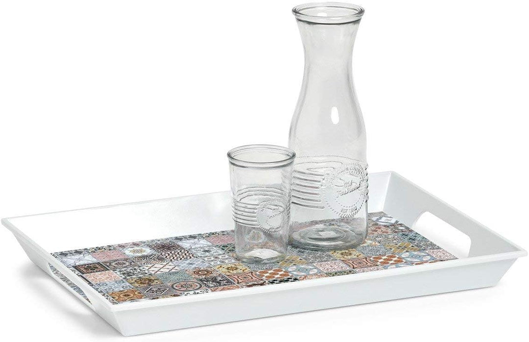 Zeller 26615 Melamintablett Mosaik, ca. 50 x 35 x 5 cm, Serviertablett Frühstückstablett, Mosaik