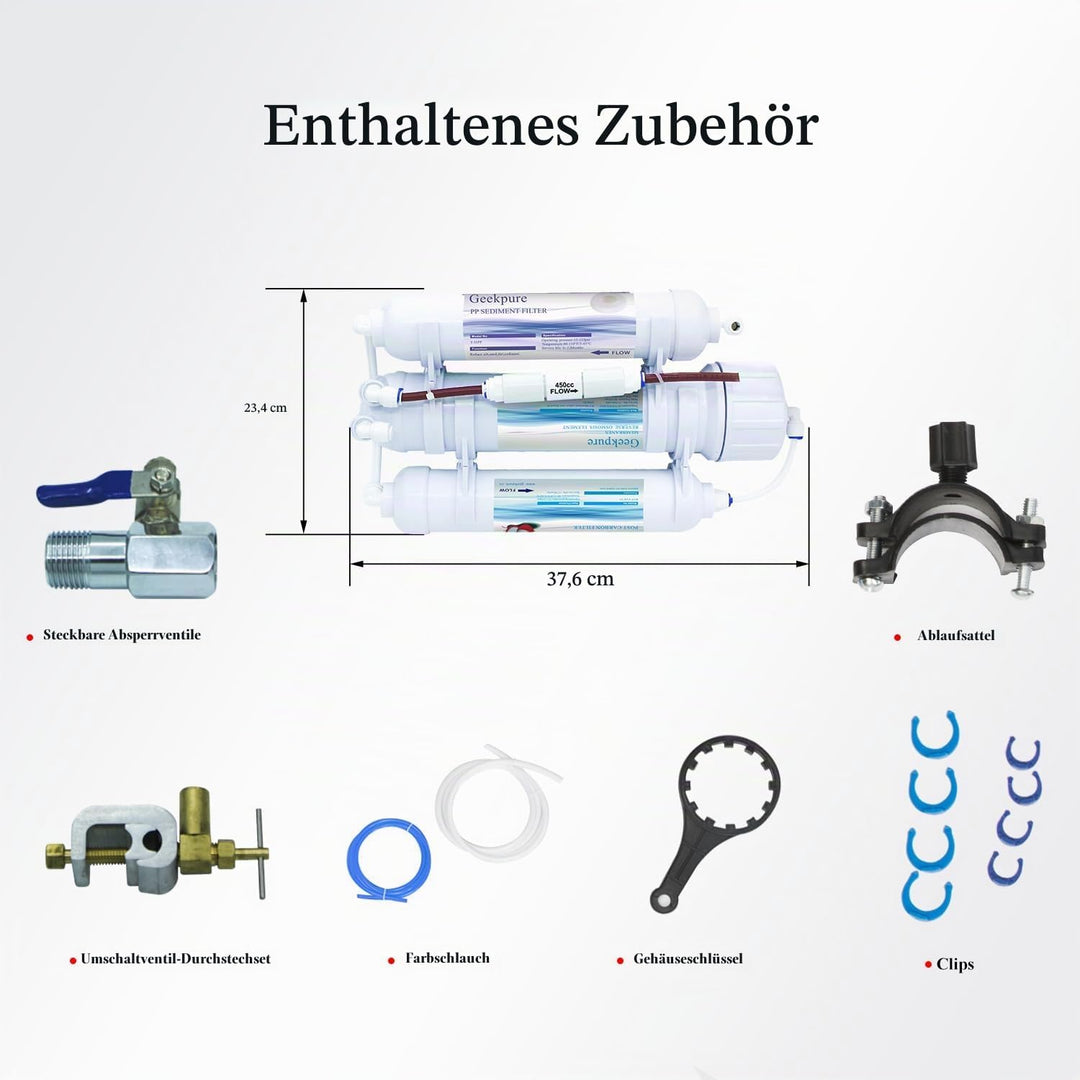 Geekpure 3-Stufiges Tragbares Aquarium Arbeitsplatten Umkehrosmose Wasserfiltersystem-100GPD