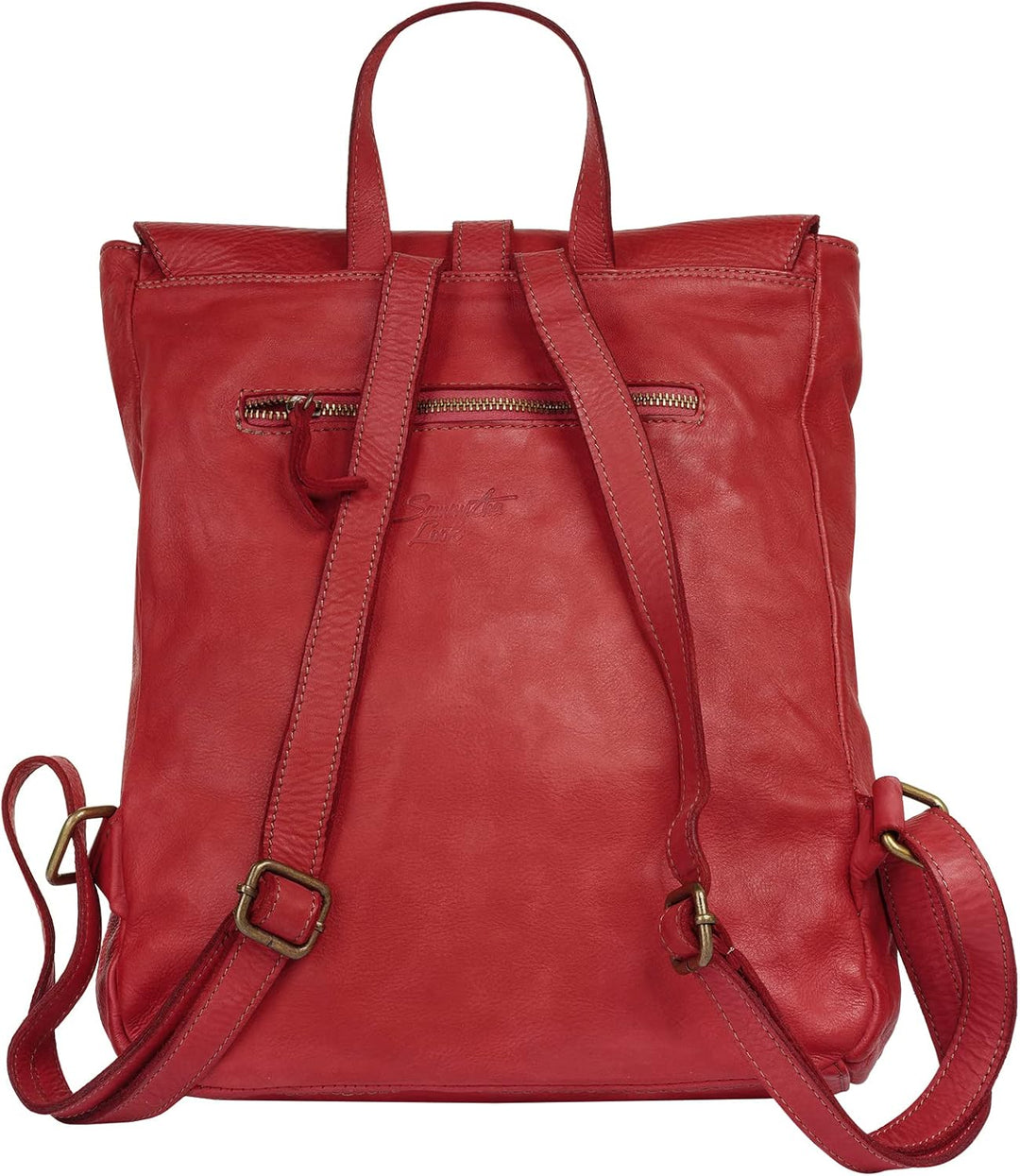 Samantha Look Rucksack Echt Leder Damen - 021380 Rot, Rot
