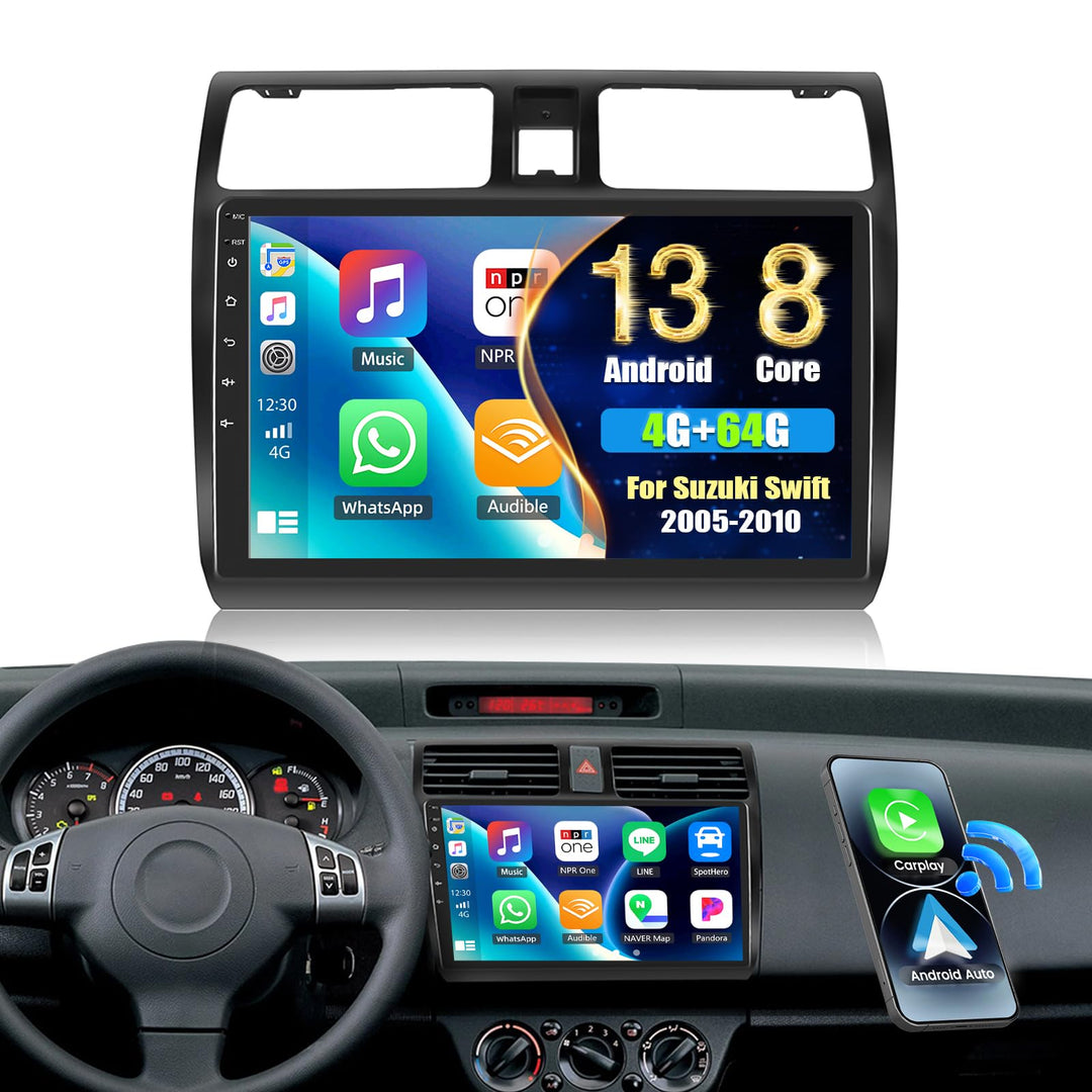 CAMECHO 4+64G 8-Kern 10 Zoll Autoradio für Suzuki Swift 2005-2010 mit HD Touchscreen, Android 13 Wir
