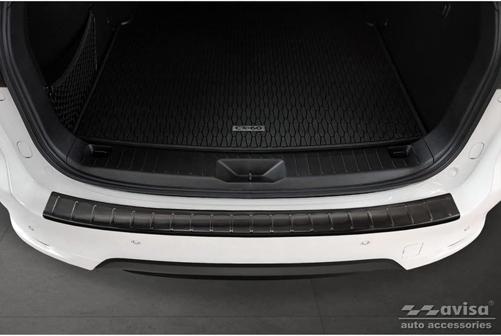 Avisa Schwarz Edelstahl Heckstossstangenschutz kompatibel mit Mazda CX-60 2022- 'Ribs'