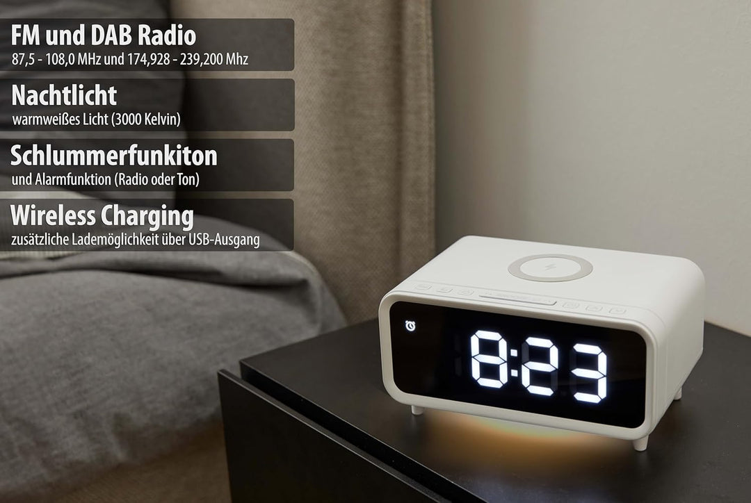Northpoint Digitales DAB+ Radio mit Wecker Kabelloser Ladestation Nachtlicht und USB-Ladeanschluss 5