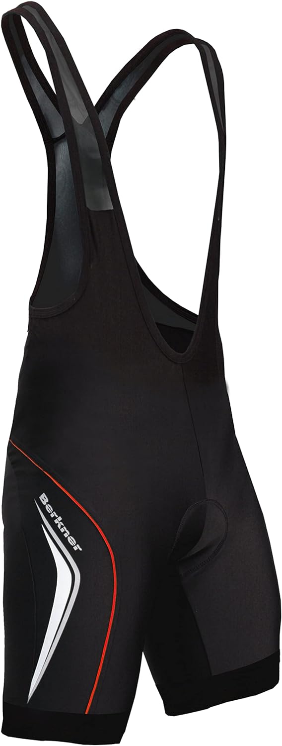 Berkner - Derek-Plus, Trägerhose, Radlerhose mit Trägern und Gel - Sitzpolster Schwarz - Rot 4XL, Sc