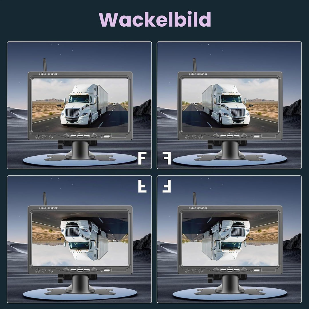 Wireless 2 Rückfahrkamera mit 7-Zoll-HD-IPS-Monitor, Nummernschild IP69 wasserdichte Auto-Rückfahrka