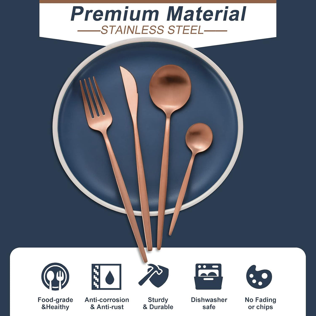 Bestdin Besteck Set 6 Personen, 24 teilig Edelstahl Besteck Rosegold Essbesteck Set mit Messer Gabel