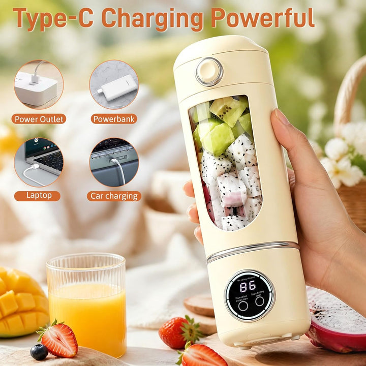 Herbst Tragbarer Mixer 700ml, Mixer Smoothie Maker To Go mit 12 EdelstahlKlingen, Klein Portable Ble