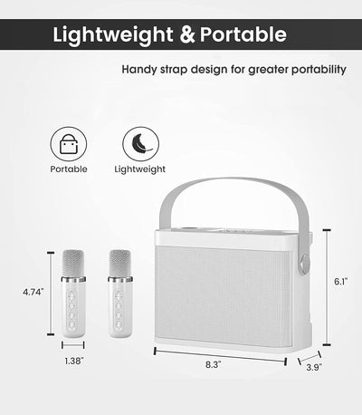 Karaoke Maschine,Bluetooth Karaoke Anlage mit 2 mikrofonen für Erwachsene und Kinder, Tragbares PA-S