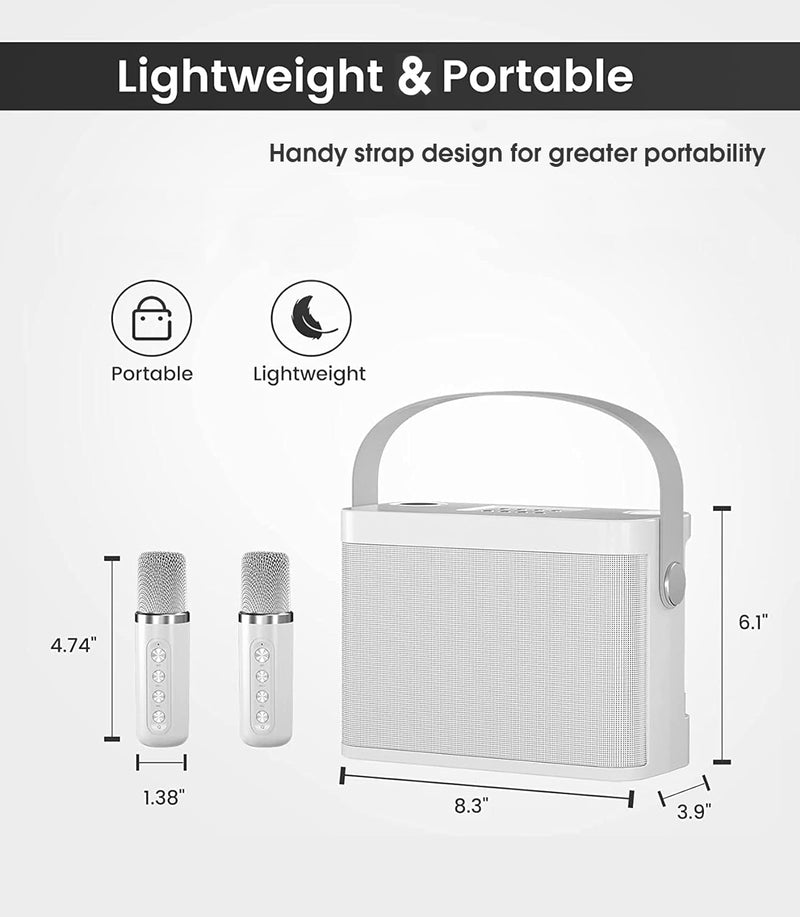Karaoke Maschine,Bluetooth Karaoke Anlage mit 2 mikrofonen für Erwachsene und Kinder, Tragbares PA-S