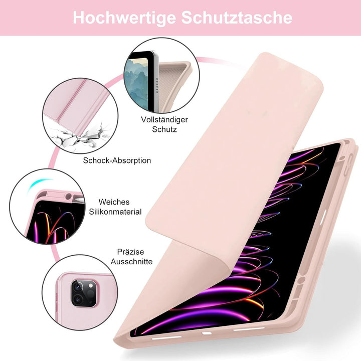 Hülle mit Tastatur für iPad Pro 12,9 Zoll 6./5./4./4. Generation, Rosa Rosa Tastatur, Rosa Tastatur