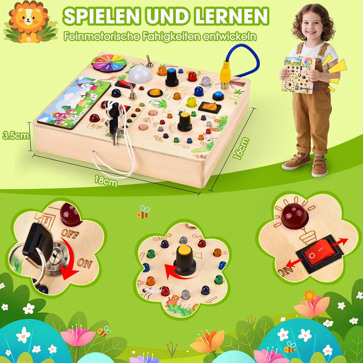 Fwiull Montessori Spielzeug ab 1 Jahr,Baby Montessori Busy Board,Activity Board Montessori ab 2 Jahr