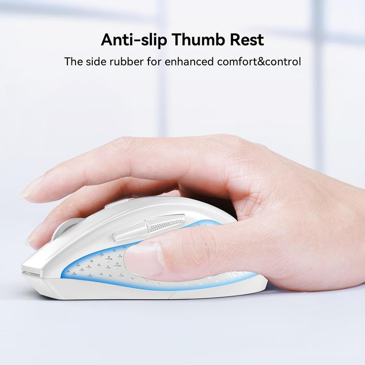 TECKNET Silent Maus Kabellose, 4800DPI 2.4GHz Leise Funkmaus mit Nano Empfänger, Side Control, Ohne