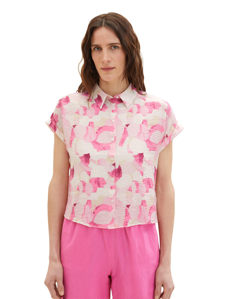 TOM TAILOR Damen Bluse mit Muster, 31803 - Pink Shapes Design