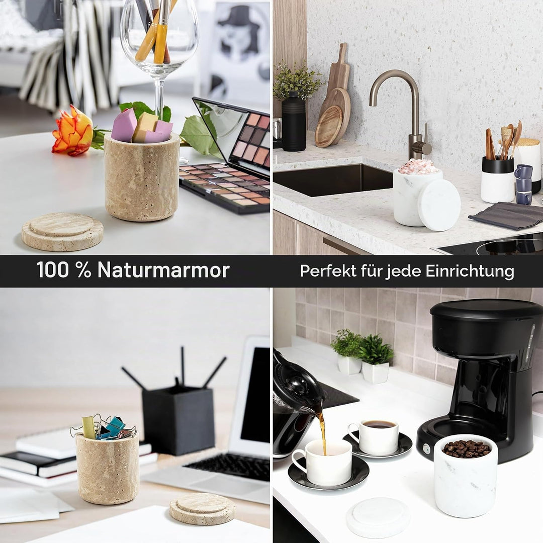 Q-Tip Marmor Kanister, natürlichen Marmor Wattestäbchen Halter mit Deckel grosse Kapazität Cotton Ba