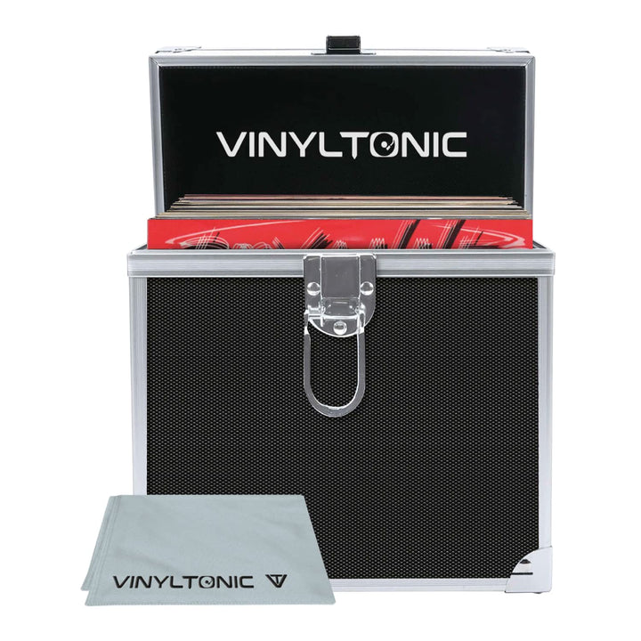 Vinyl Tonic 17,8 cm (7 Zoll) Vinyl-LP-Aufbewahrungsbox mit Tuch, Schwarz , Aktentasche, Schwarz