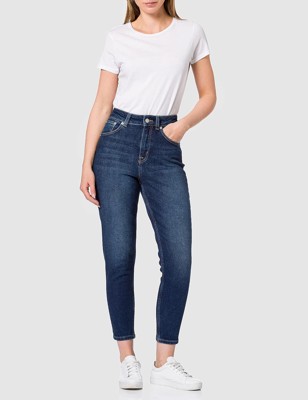 NA-KD Damen Comfort Mom Jeans 36 Dunkelblau, 36 Dunkelblau